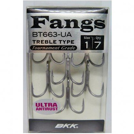 BKK Hooks Fangs-63 UA Treble Hook Size 1/0 6 Pack 